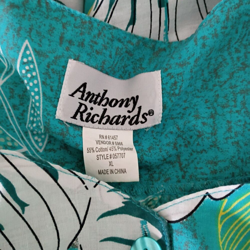 Anthony Richards Hawaiian Print Short Sleeve Muumuu Housedress Pockets XL - Picture 7 of 7